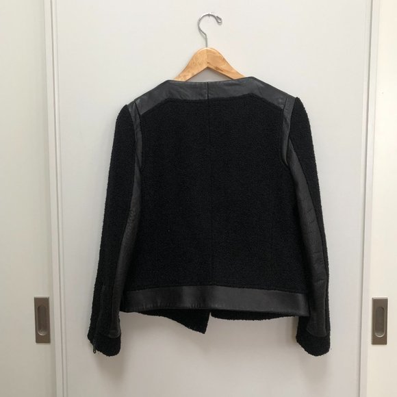 Club Monaco bouclé and leather jacket. Size 4 - Picture 6 of 8